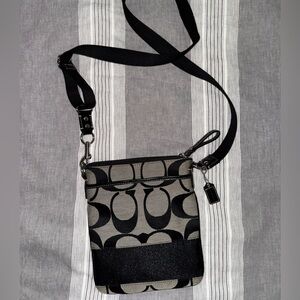 Coach Black and Gray Striped Bag